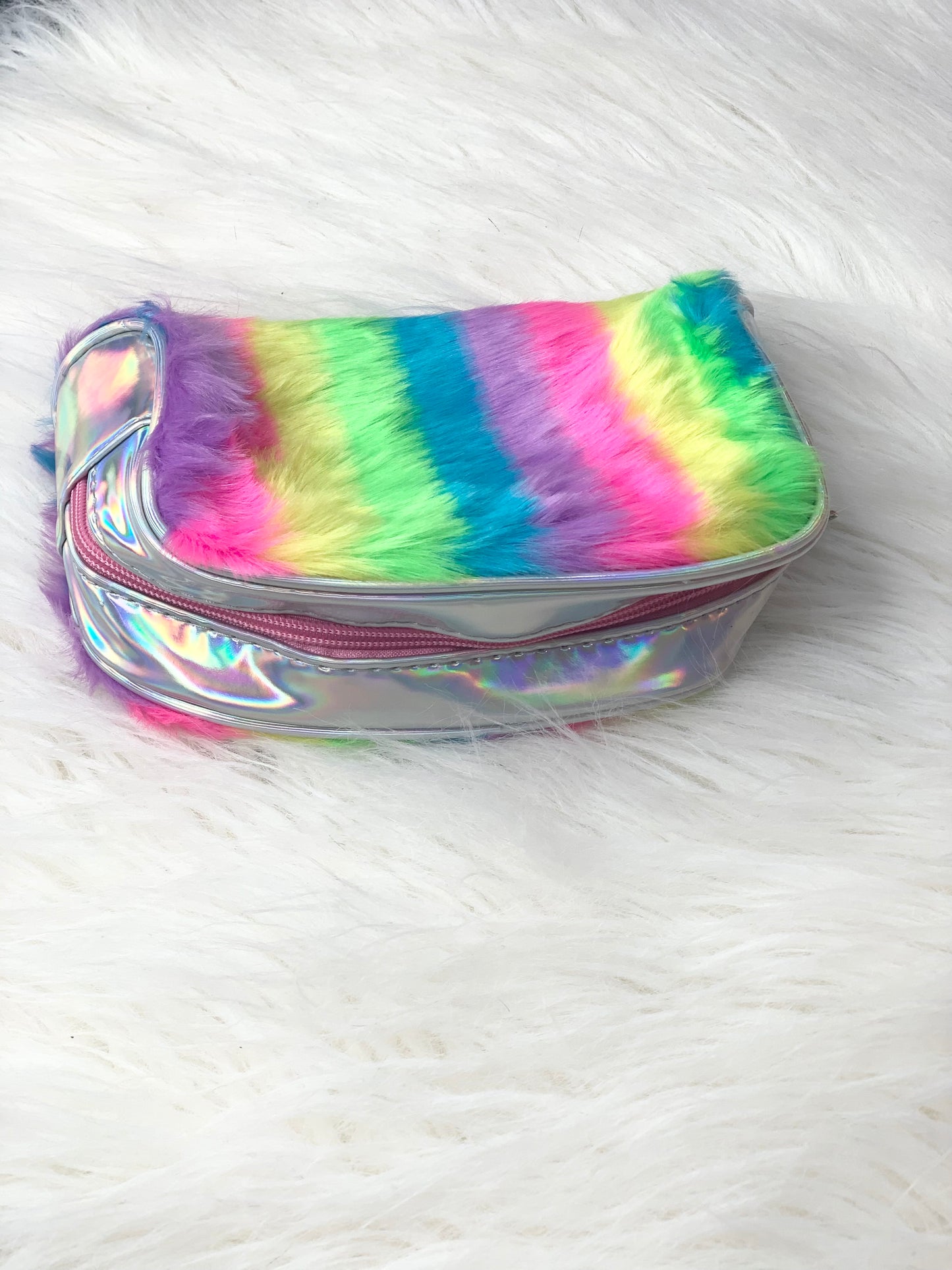 Rainbow fur pouch