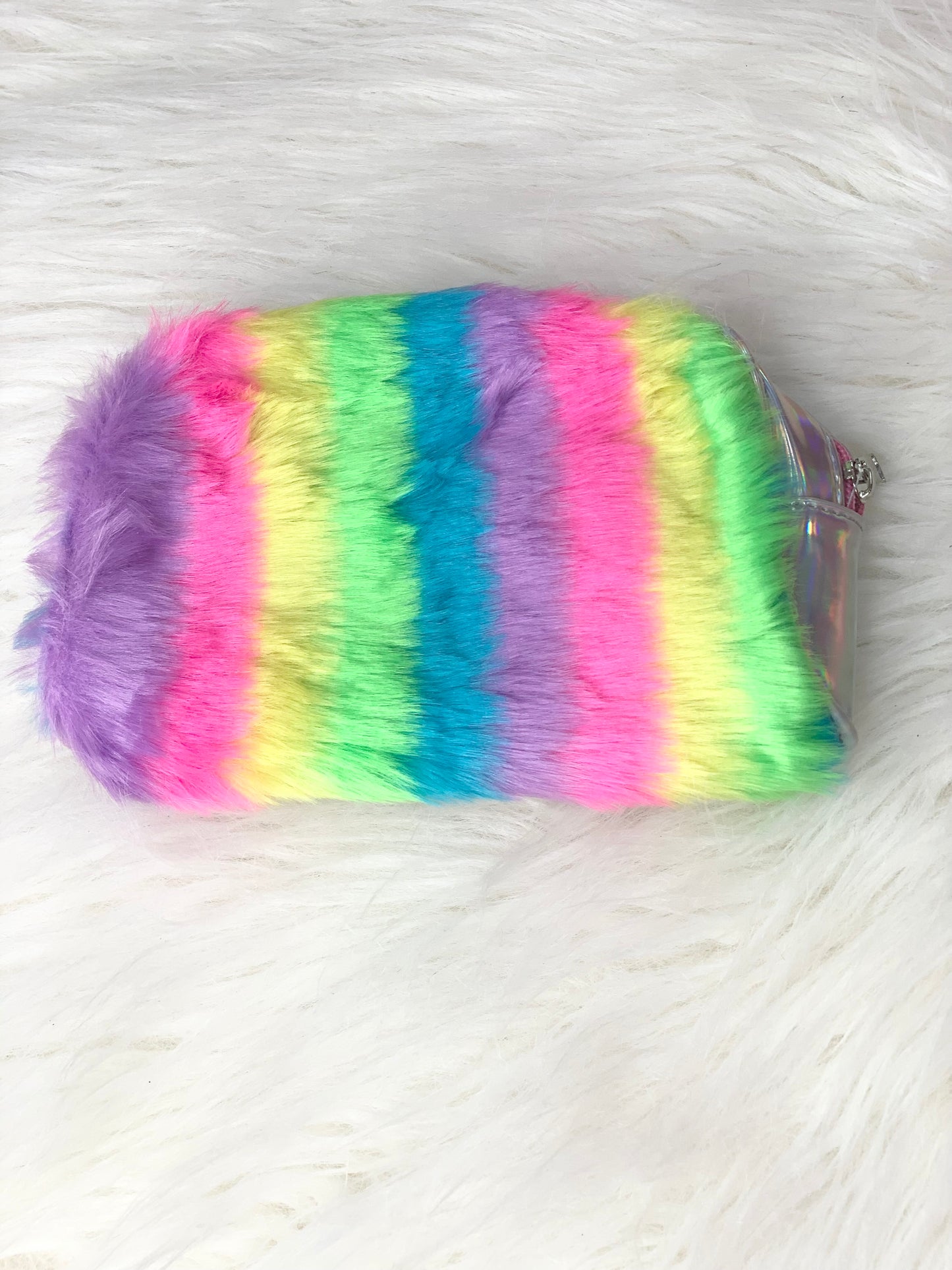 Rainbow fur pouch