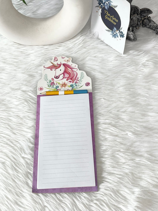 Unicorn fridge magnetic notepad with pencil