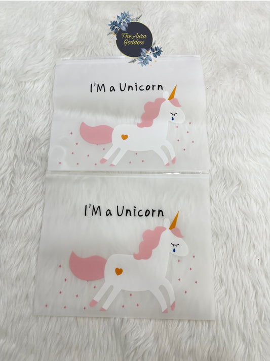 Unicorn A5 transparent pouch
