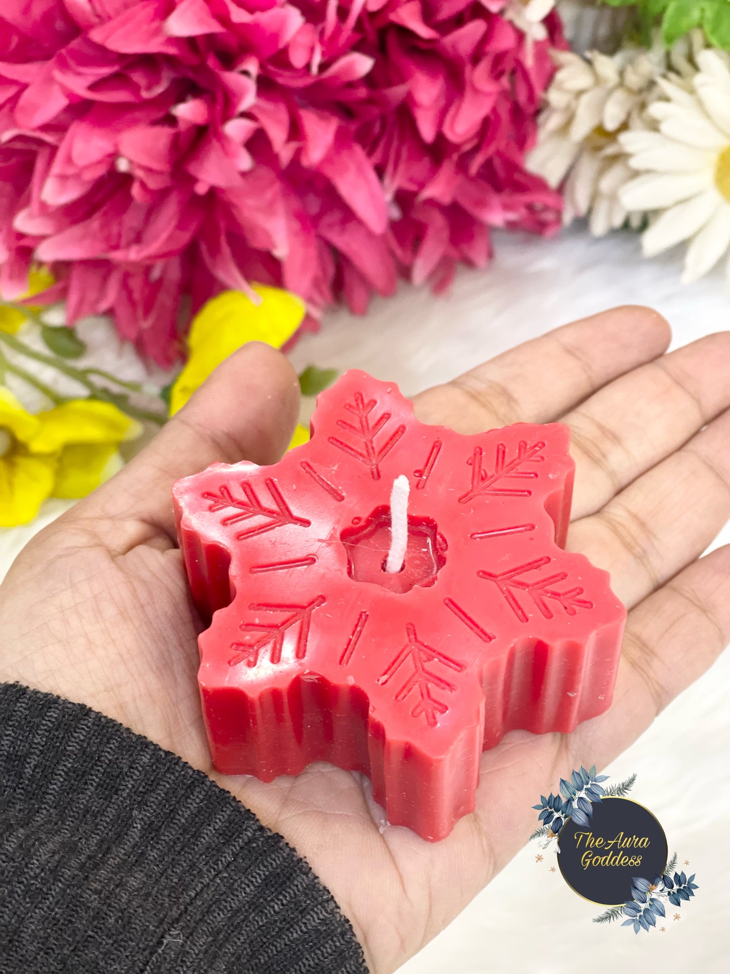 Snowflake christmas candle