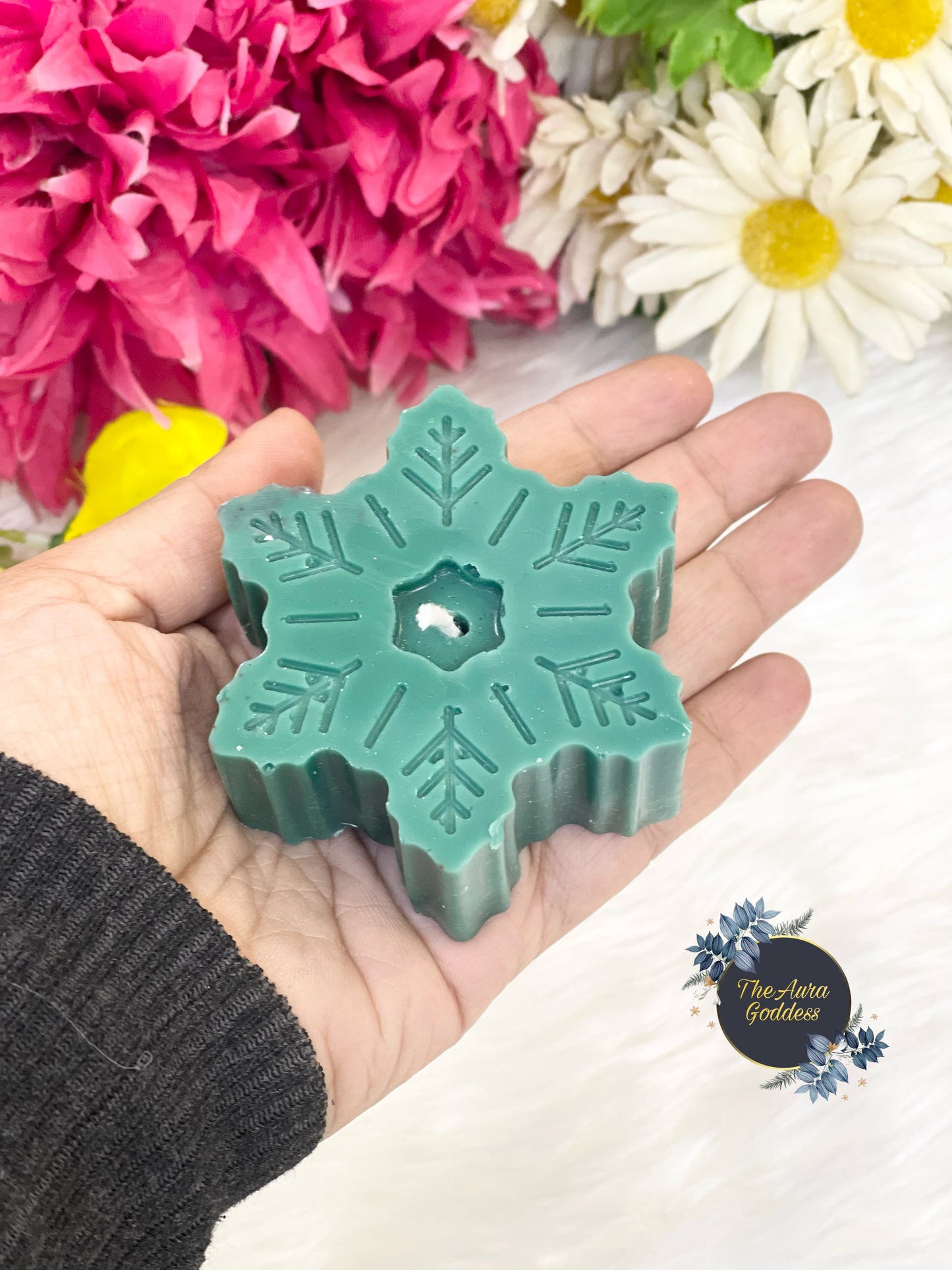 Snowflake christmas candle