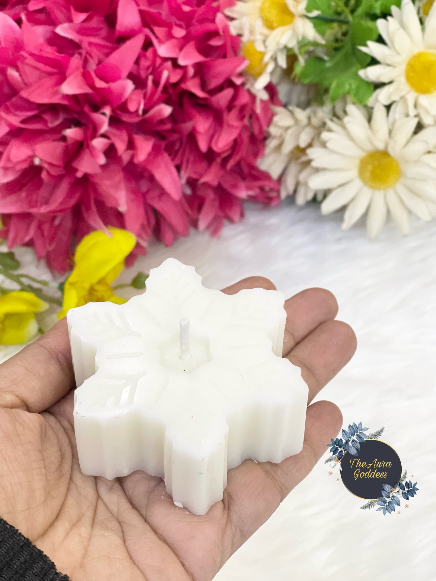 Snowflake christmas candle