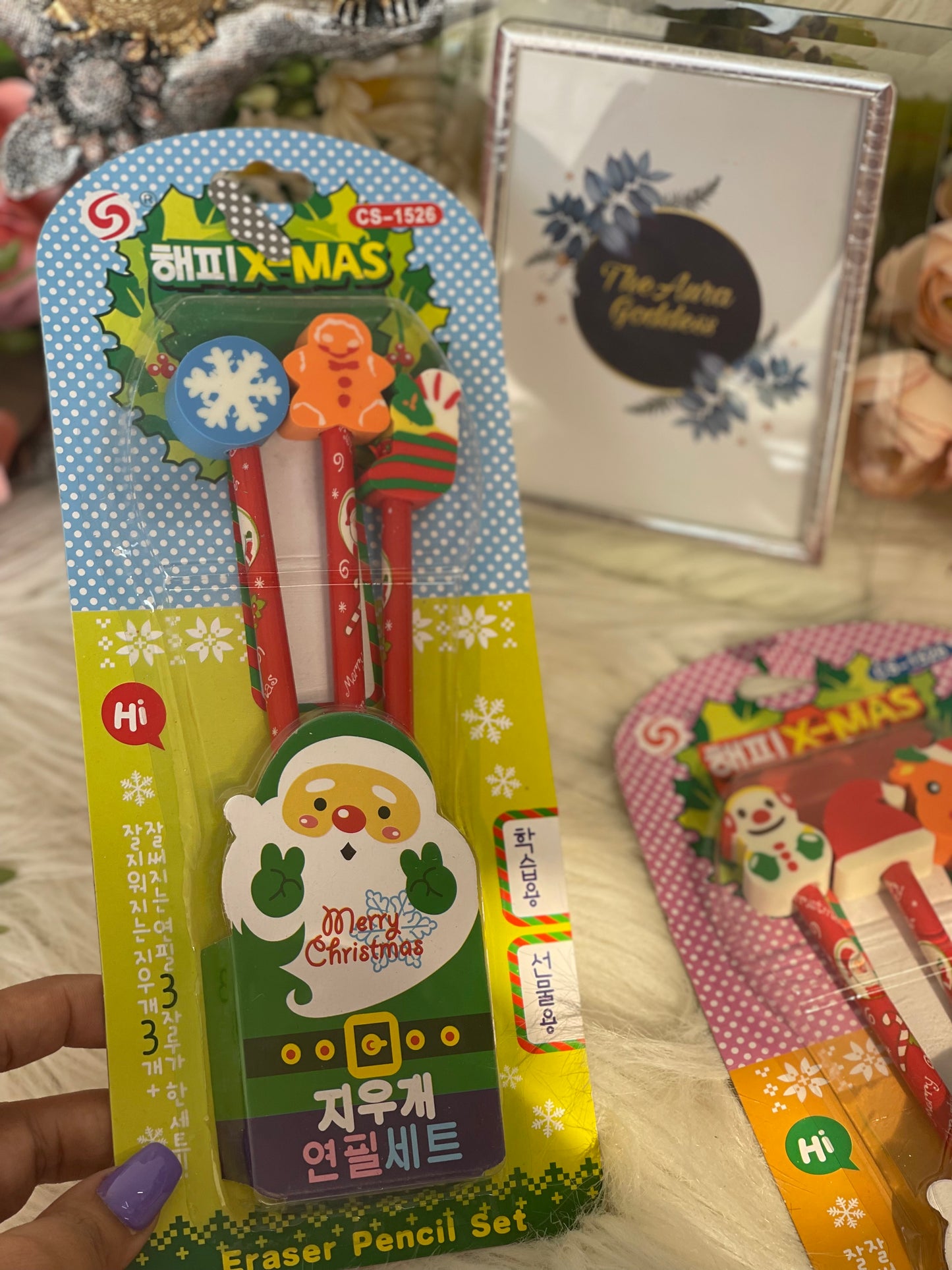 Christmas pencils erasers gift set