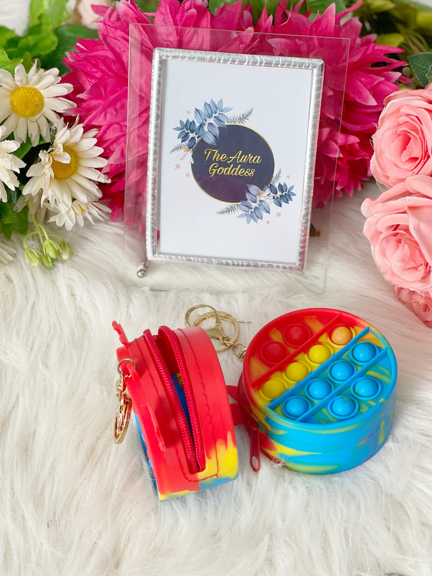Pop it coin pouch keychain