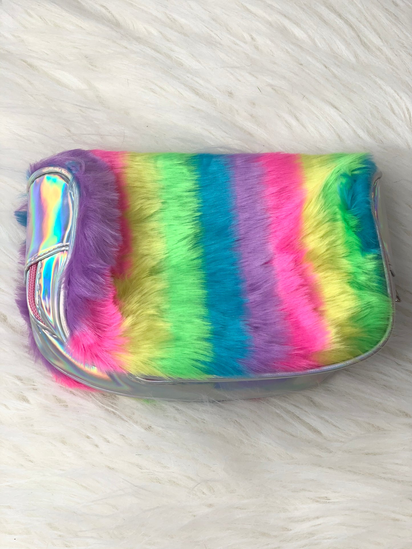 Rainbow fur pouch