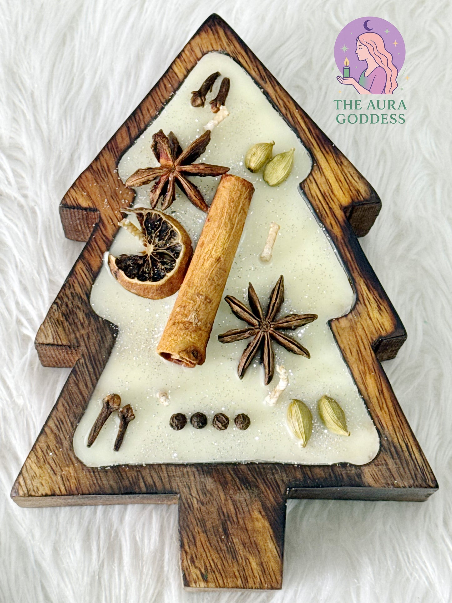 Wooden christmas tree candle