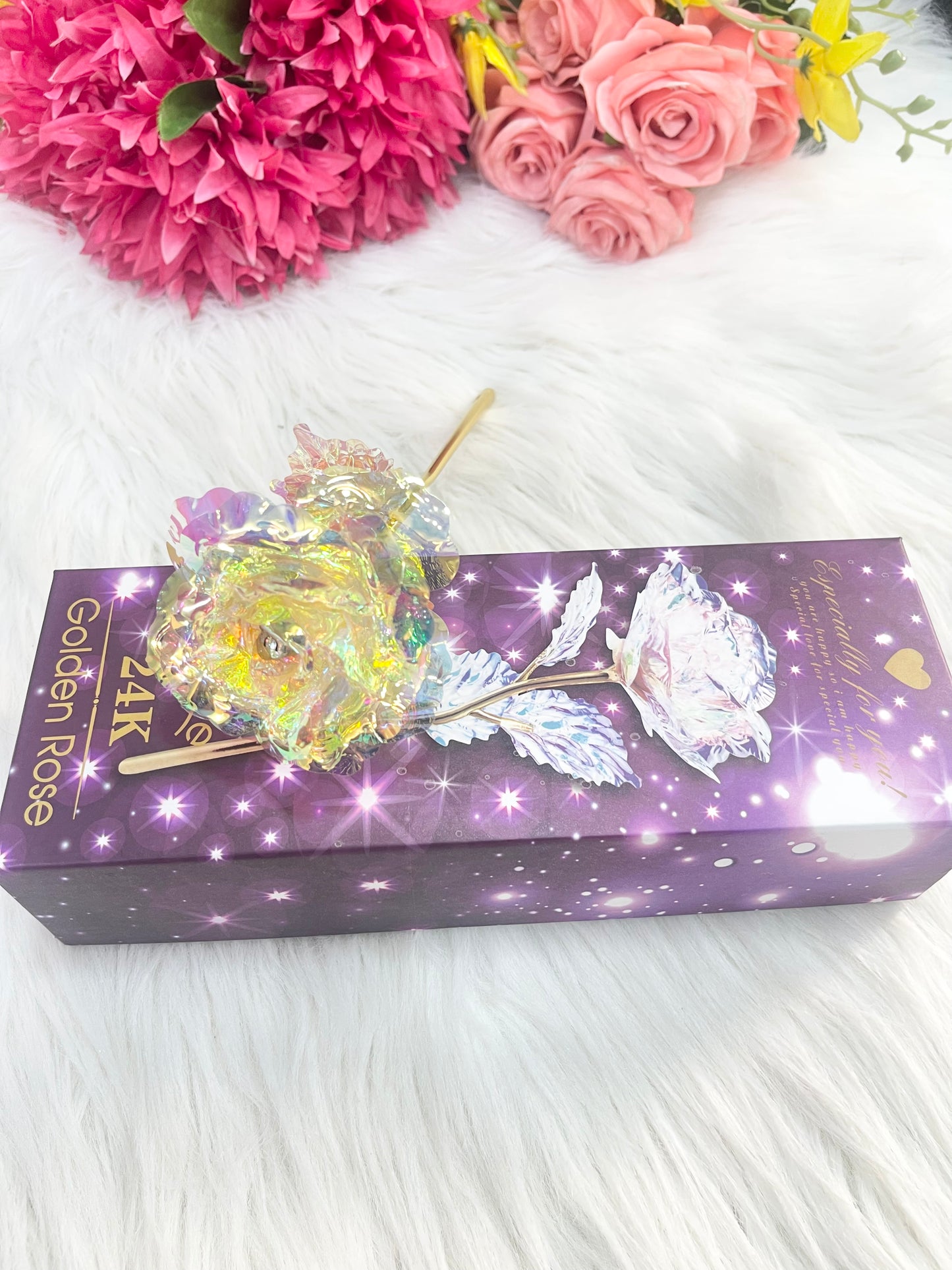 Galaxy rose with gift box