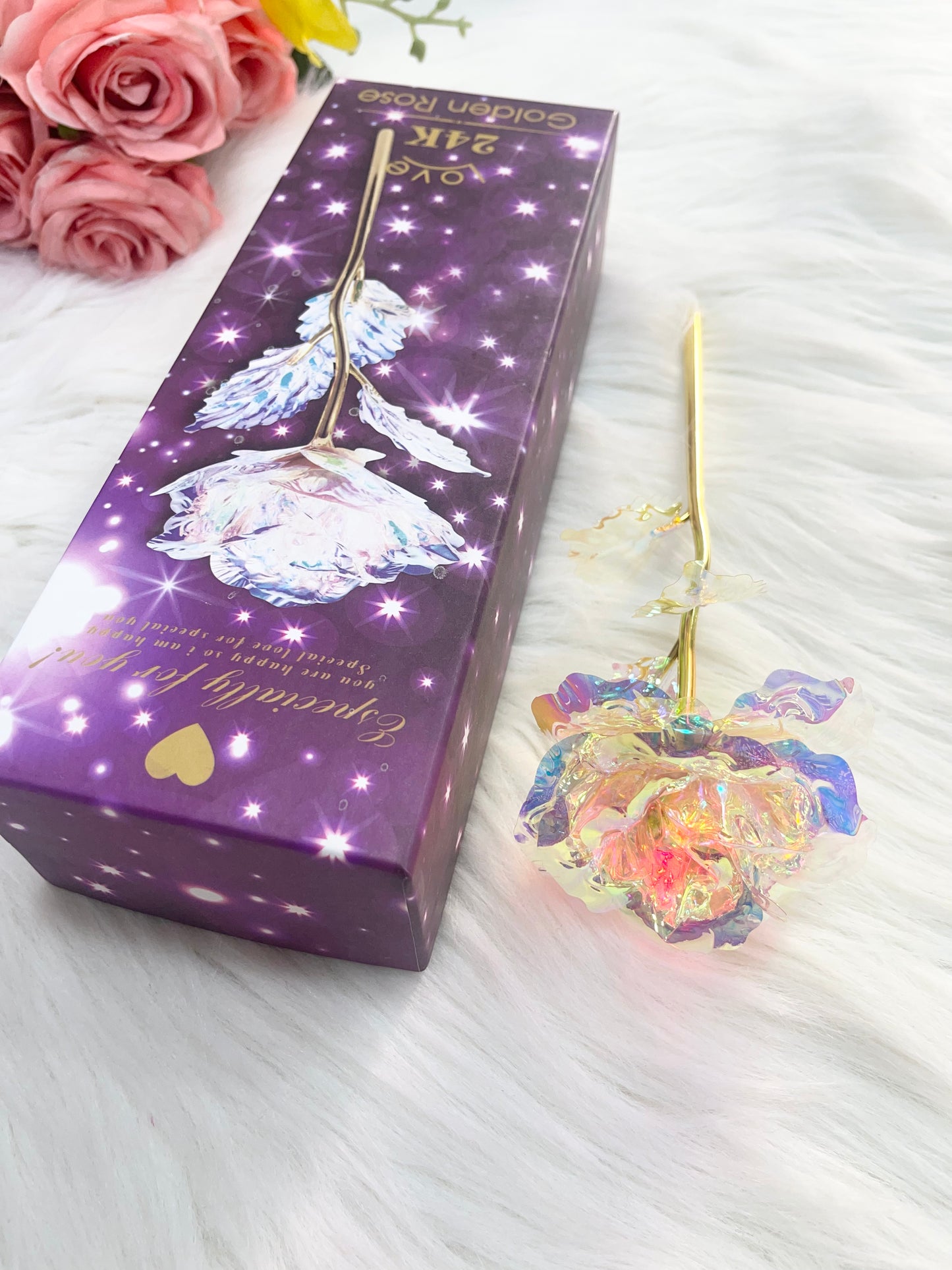 Galaxy rose with gift box