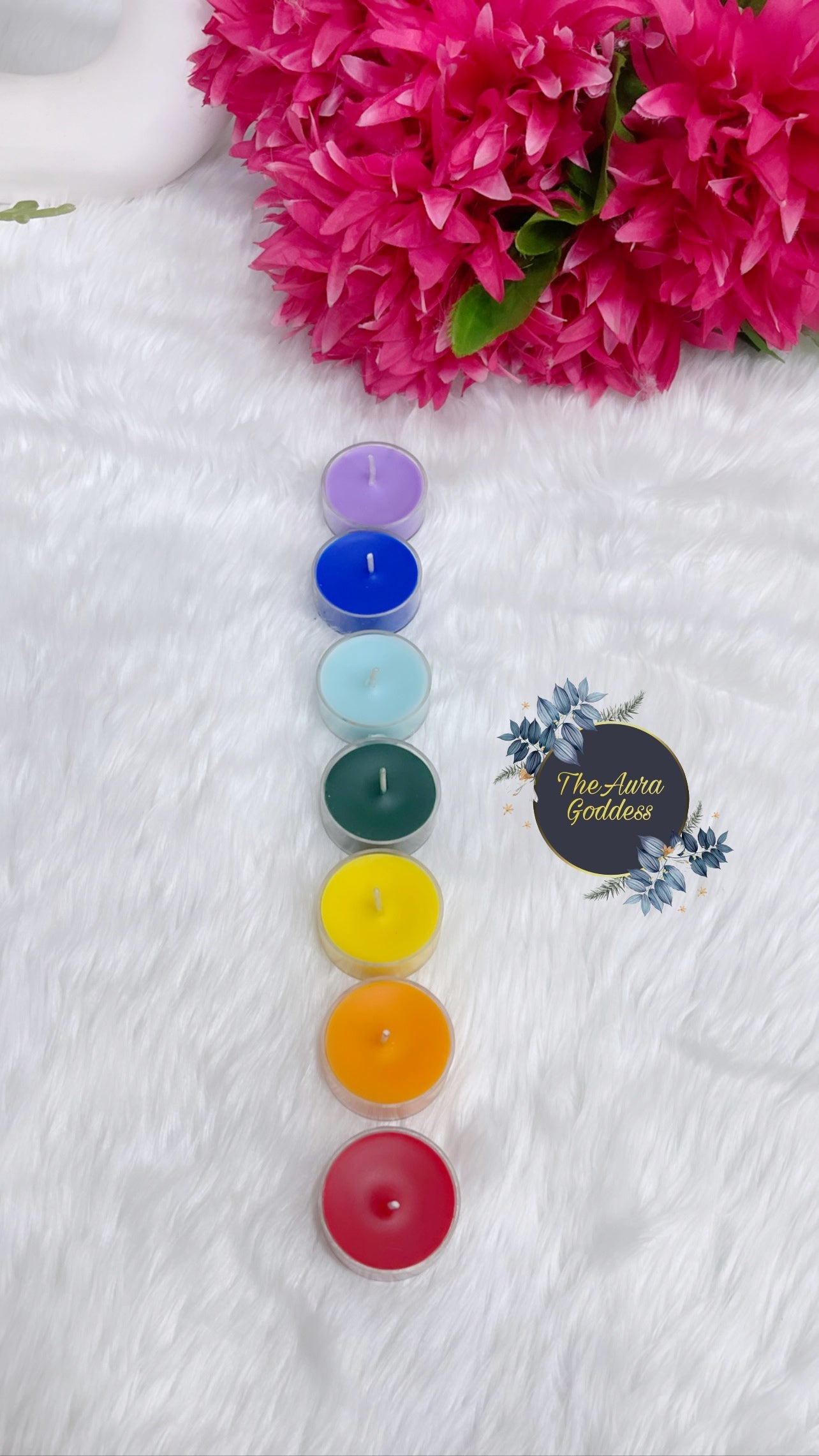 Seven chakras tea light candles ( Set of 7)