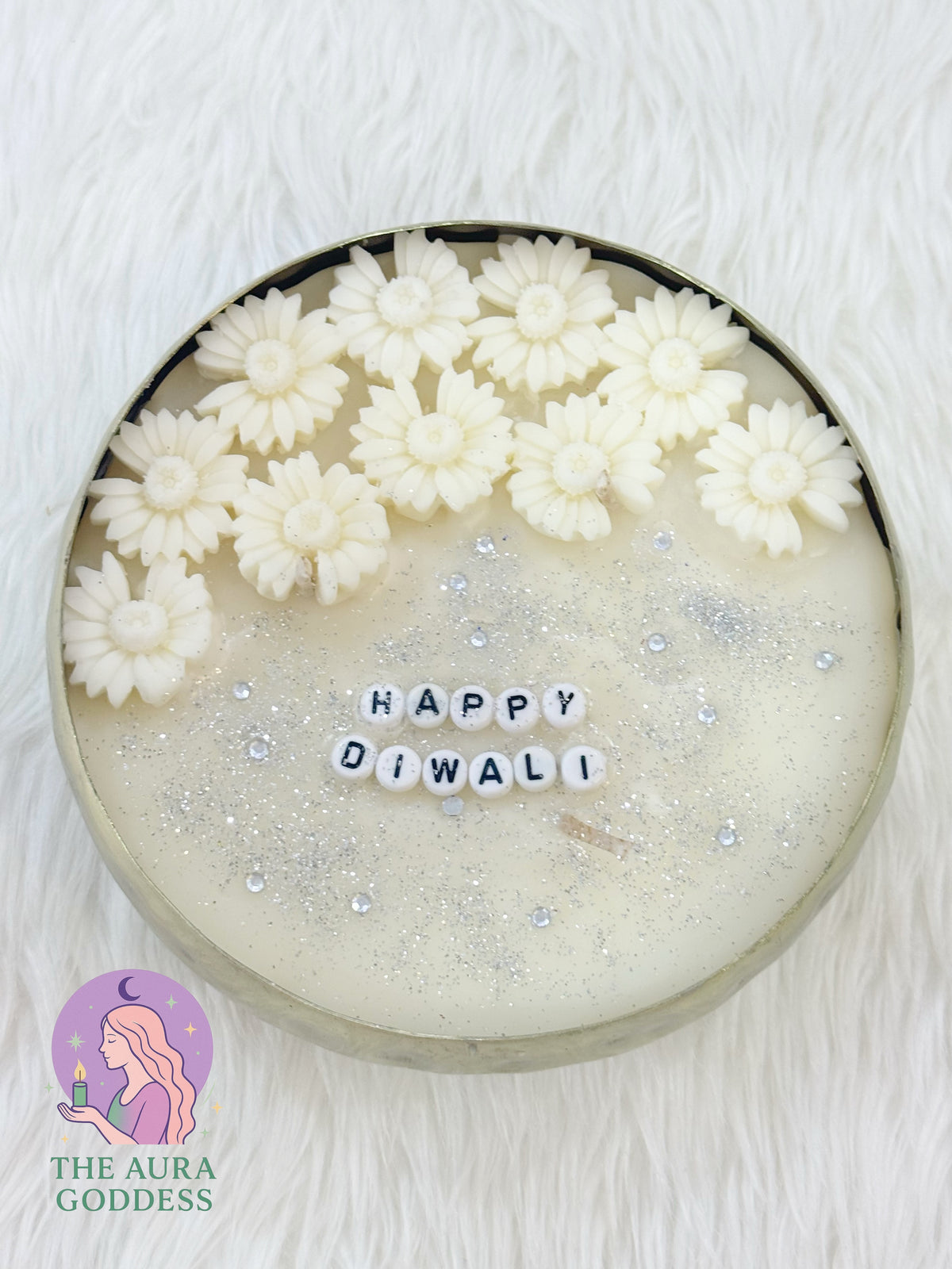 Diwali Urli Candle mini flower 400g single 4.5 inch soy wax by The Aura Goddess