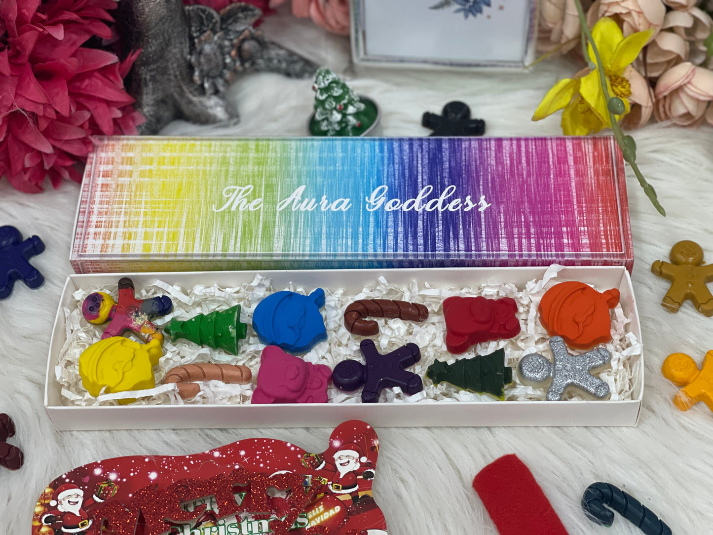 Christmas crayons set of 12 handmade non toxic holiday gift for kids by The Aura Goddess