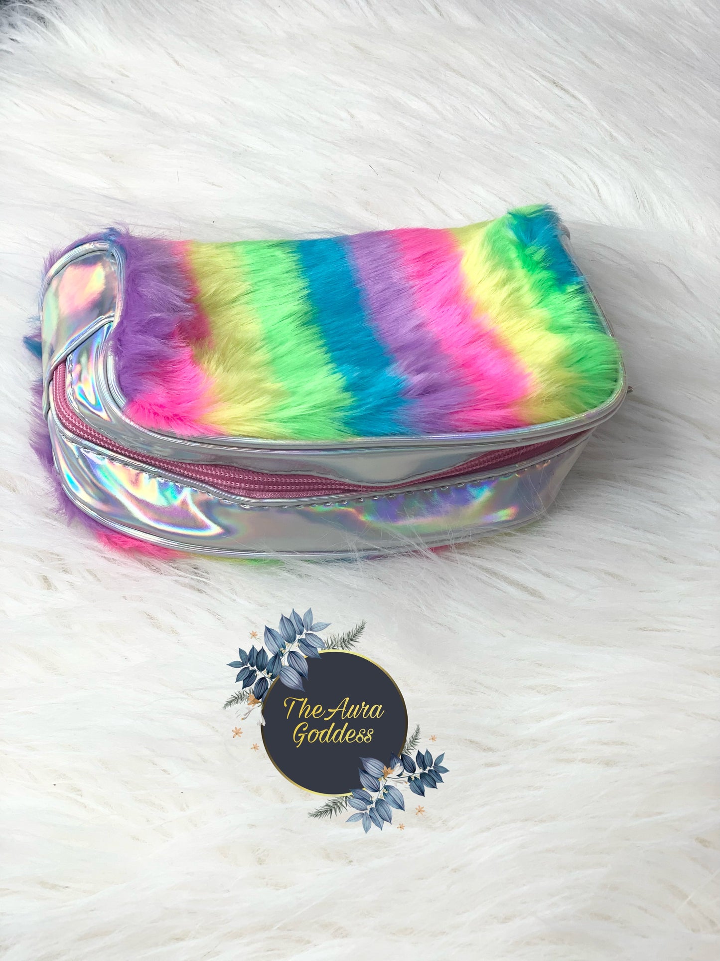 Rainbow fur pouch