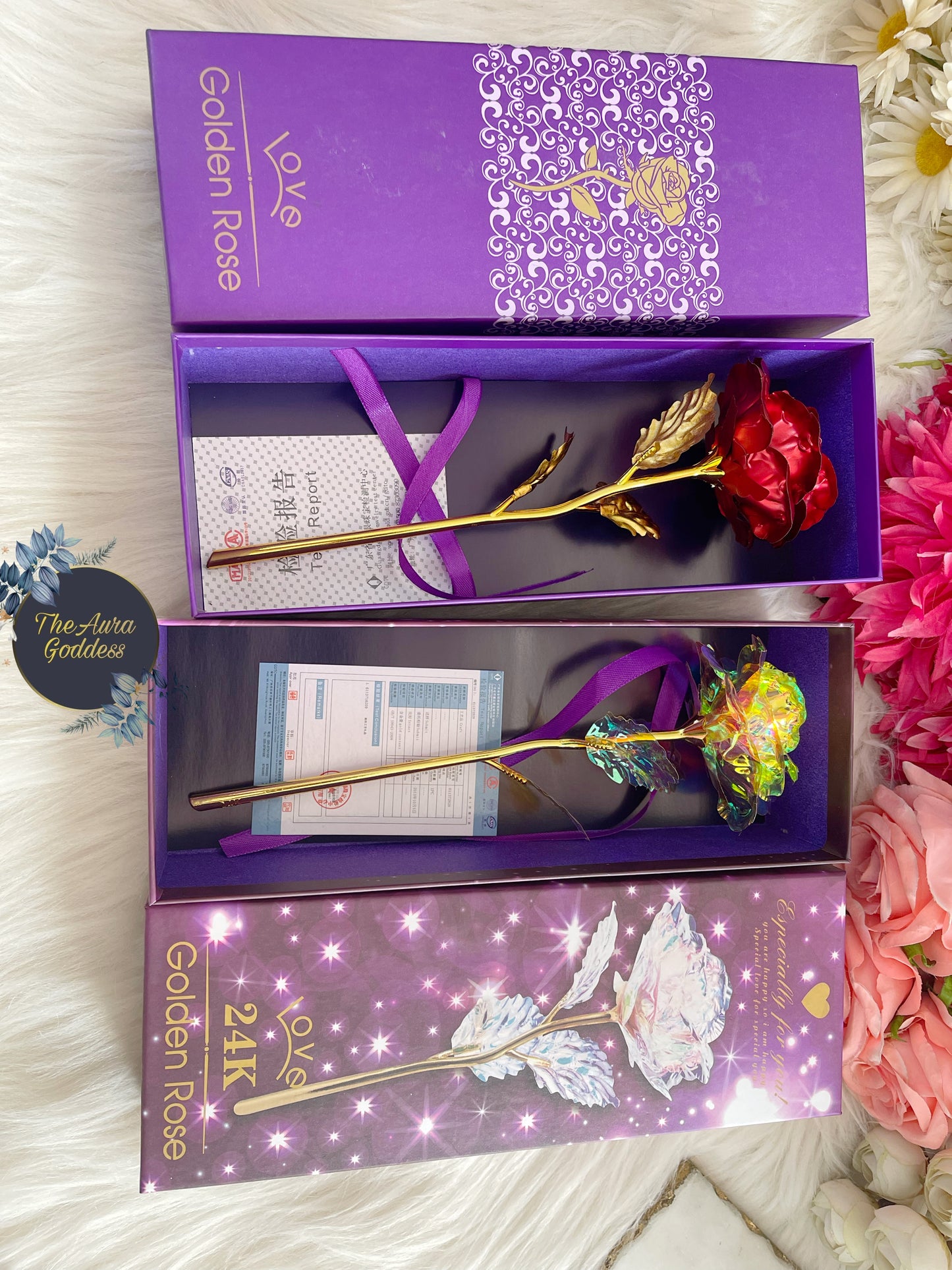 Galaxy rose with gift box