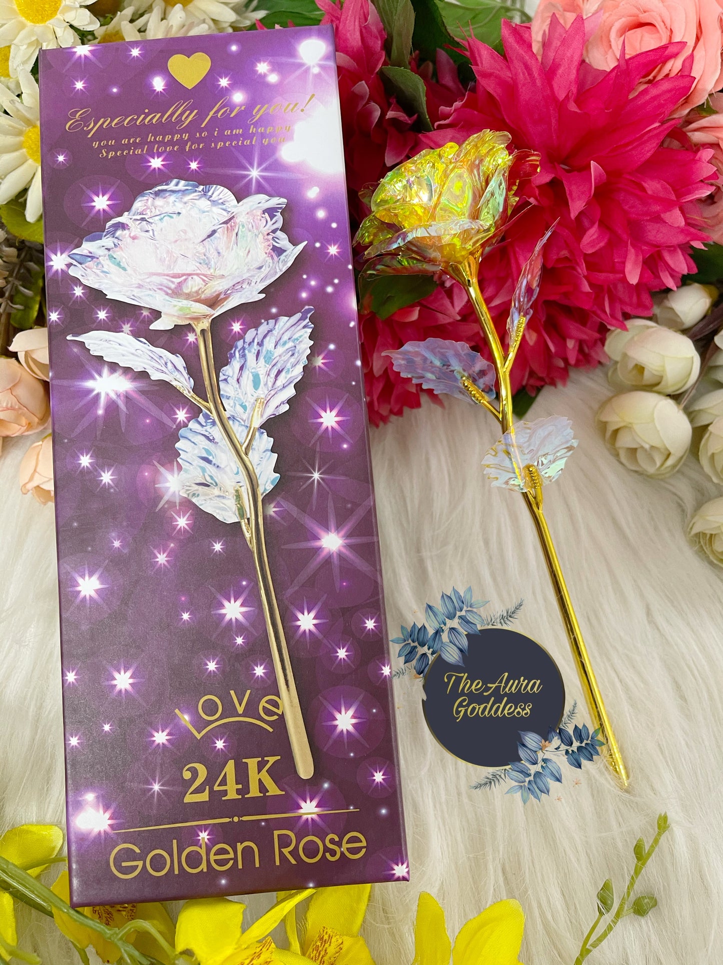 Galaxy rose with gift box