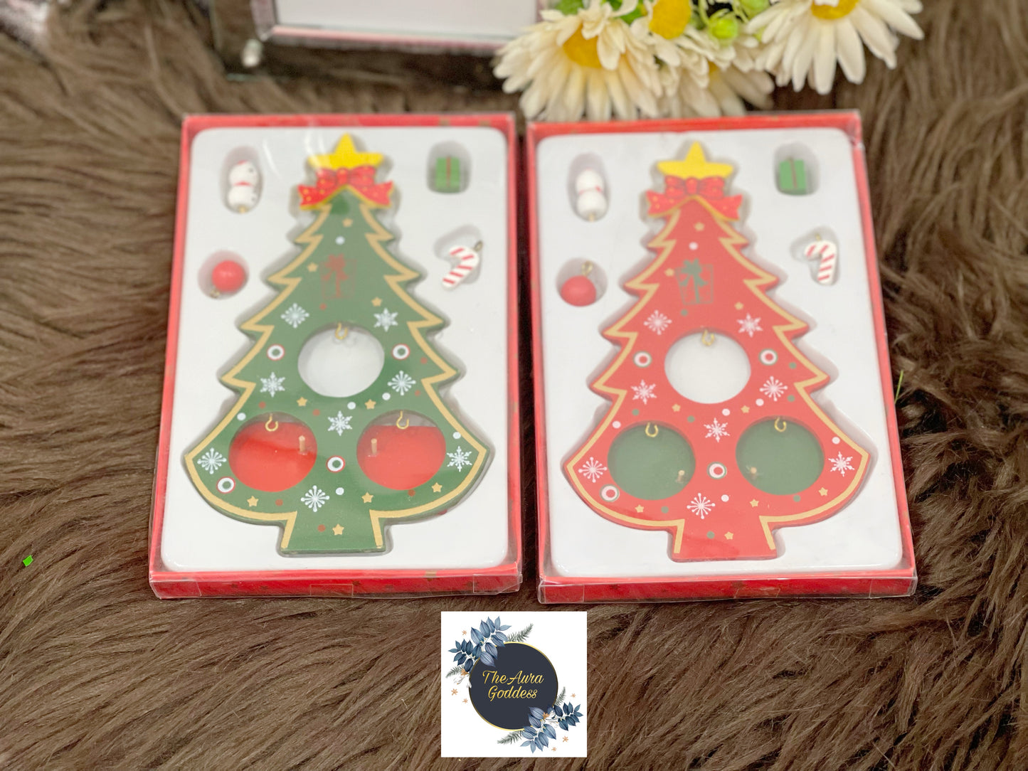 Wooden Christmas tree table top decoration