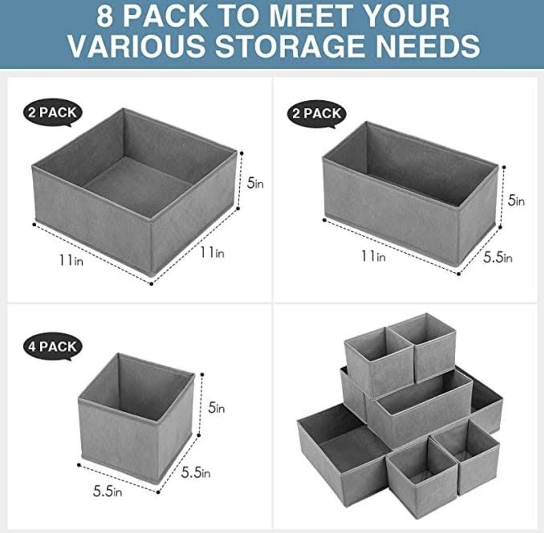 Grey drawer organization set of 8