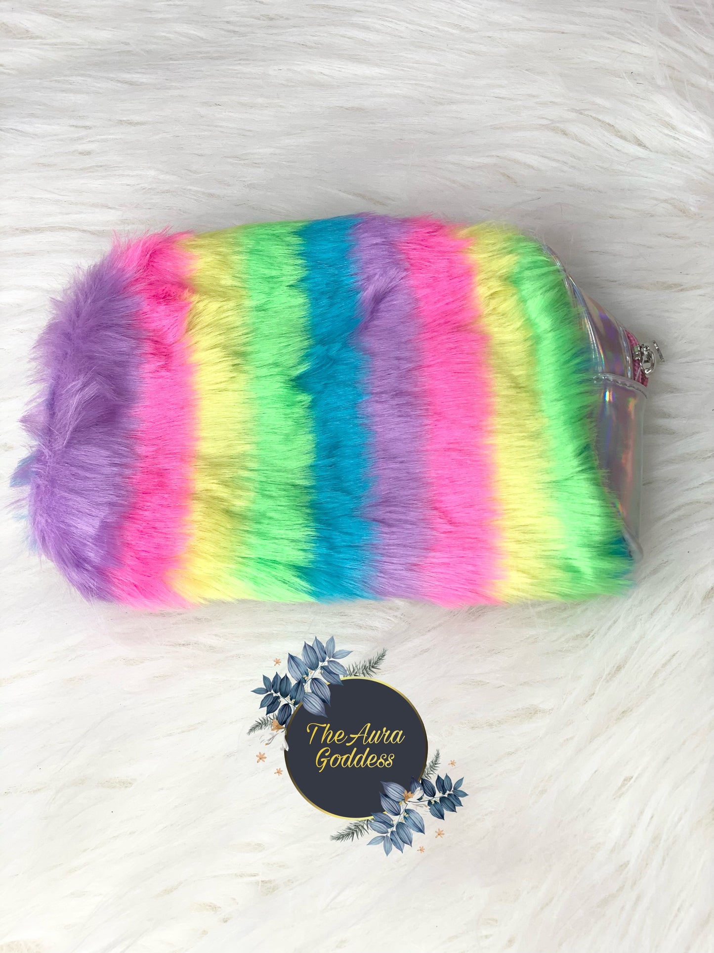 Rainbow fur pouch