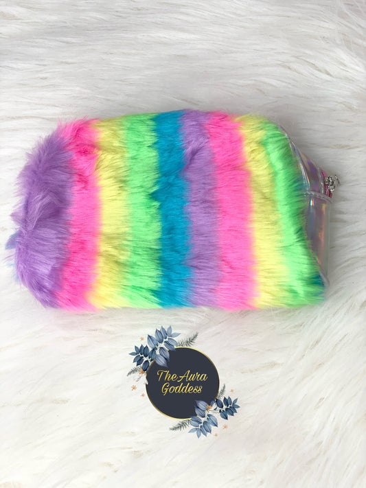 Rainbow fur pouch