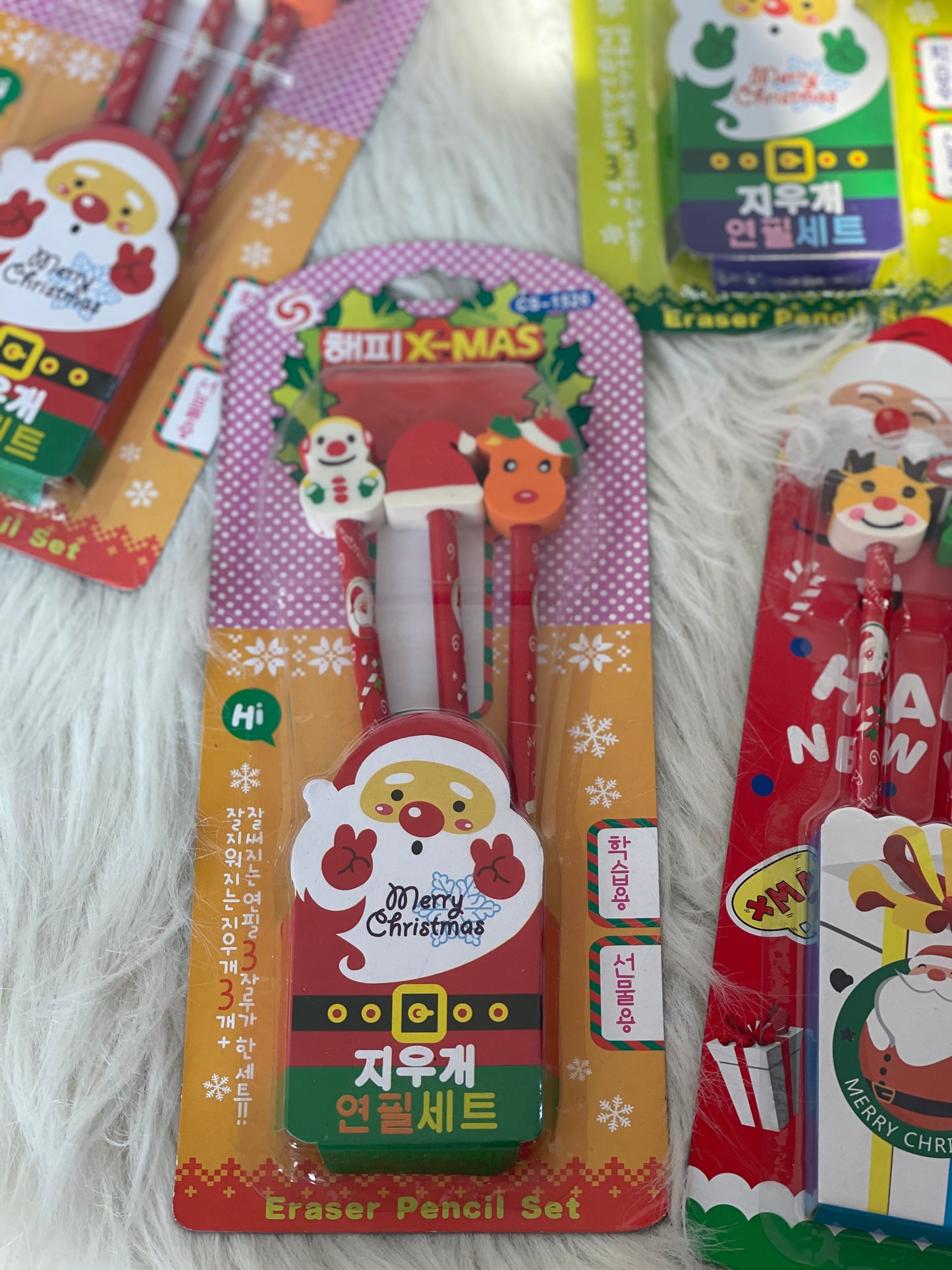 Christmas pencils erasers gift set