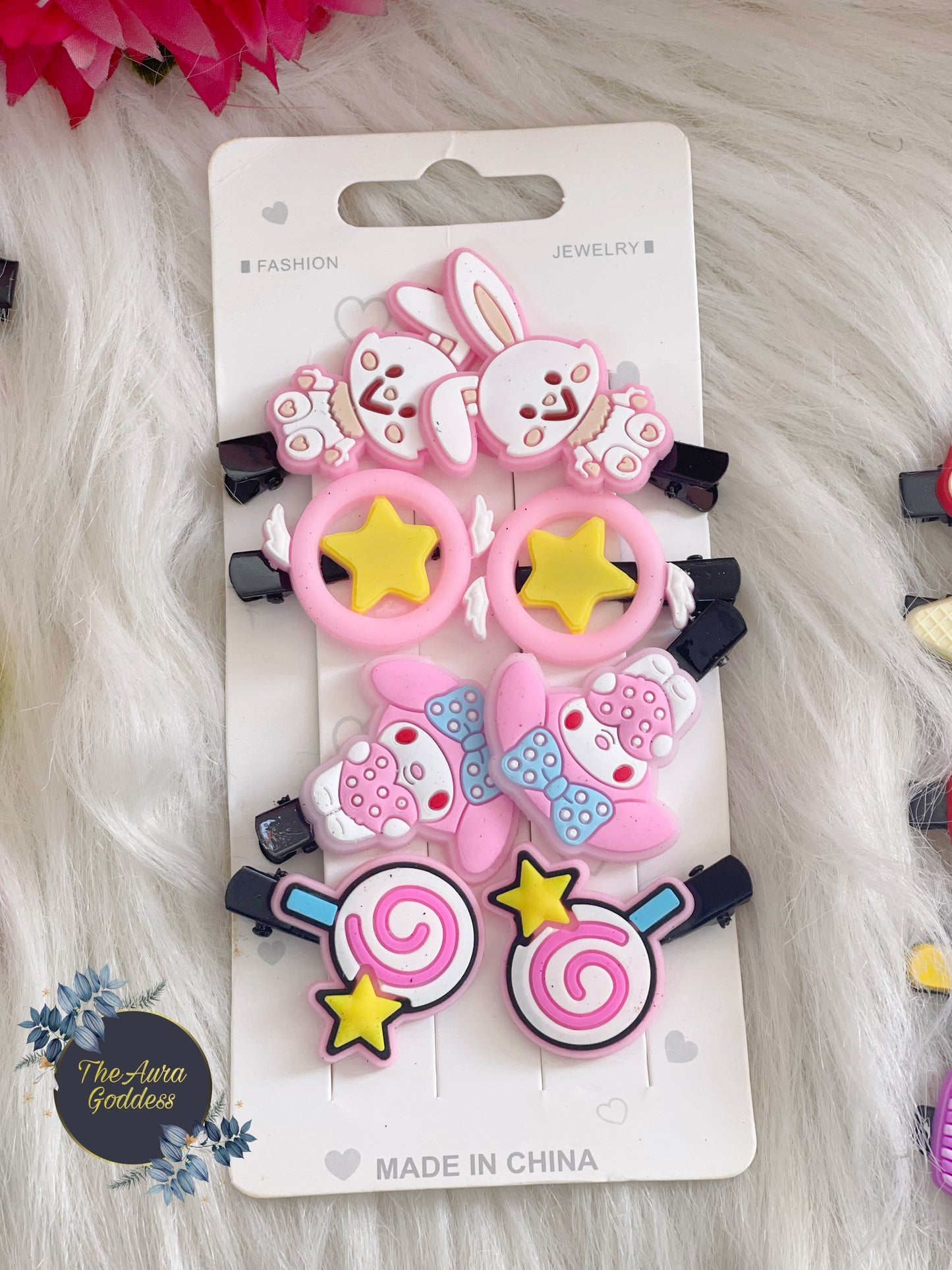 Pink clips set of 8